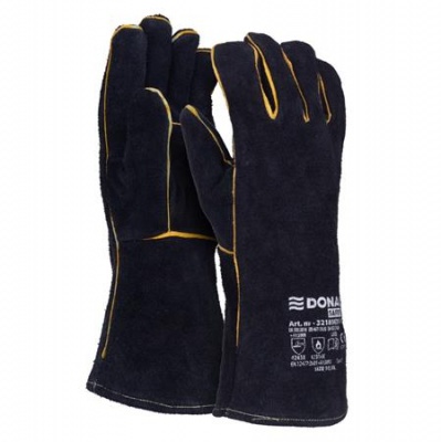 Védőkesztyű, MIG, marhabőr, DONAU "Safety", 10/XL méret, fekete