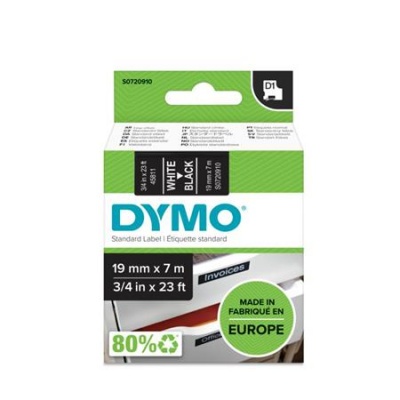 Feliratozógép szalag, 19 mm x 7m DYMO "D1", fekete-fehér